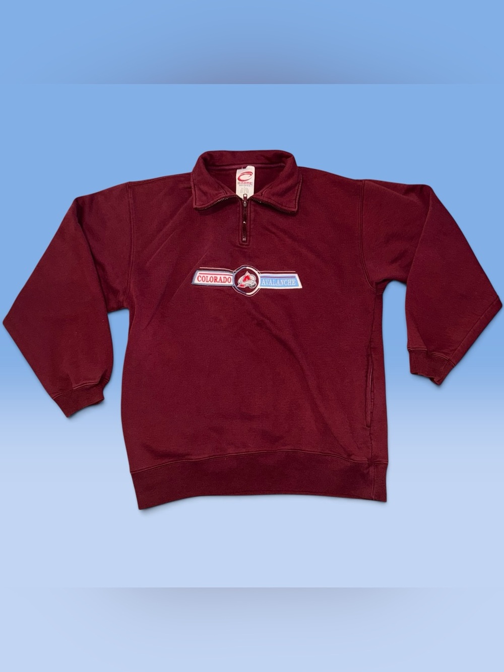 Vintage 90s Cadre Athletic Colorado Avalanche QuarterZip Fleece Sweatshirt Large